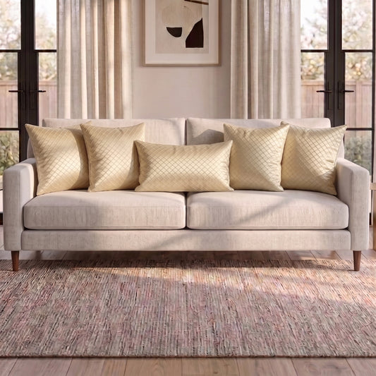 Geometric Sequence cushion cover set styled in a modern living room