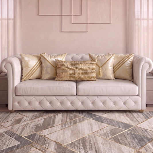 Golden Smoke cushion cover set styled in an elegant neutral interior
