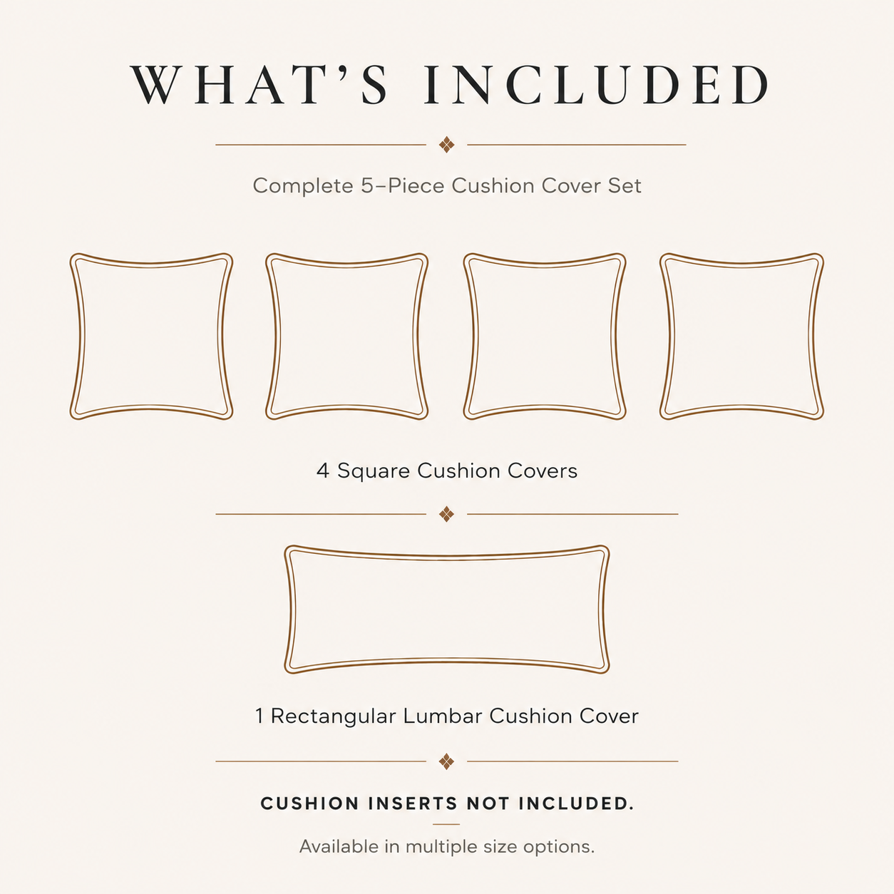 Contents of a Vaymere Homes five-piece cushion cover set