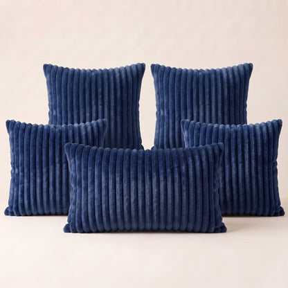 Plush Ribbed complete five-piece textured cushion cover set