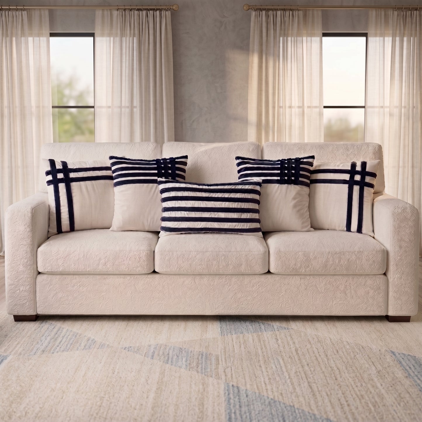 Nautica Luxe cushion cover set styled in a modern living room