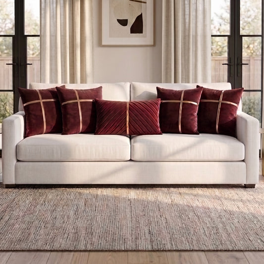 Velvet Majesty cushion cover set styled in an elegant interior