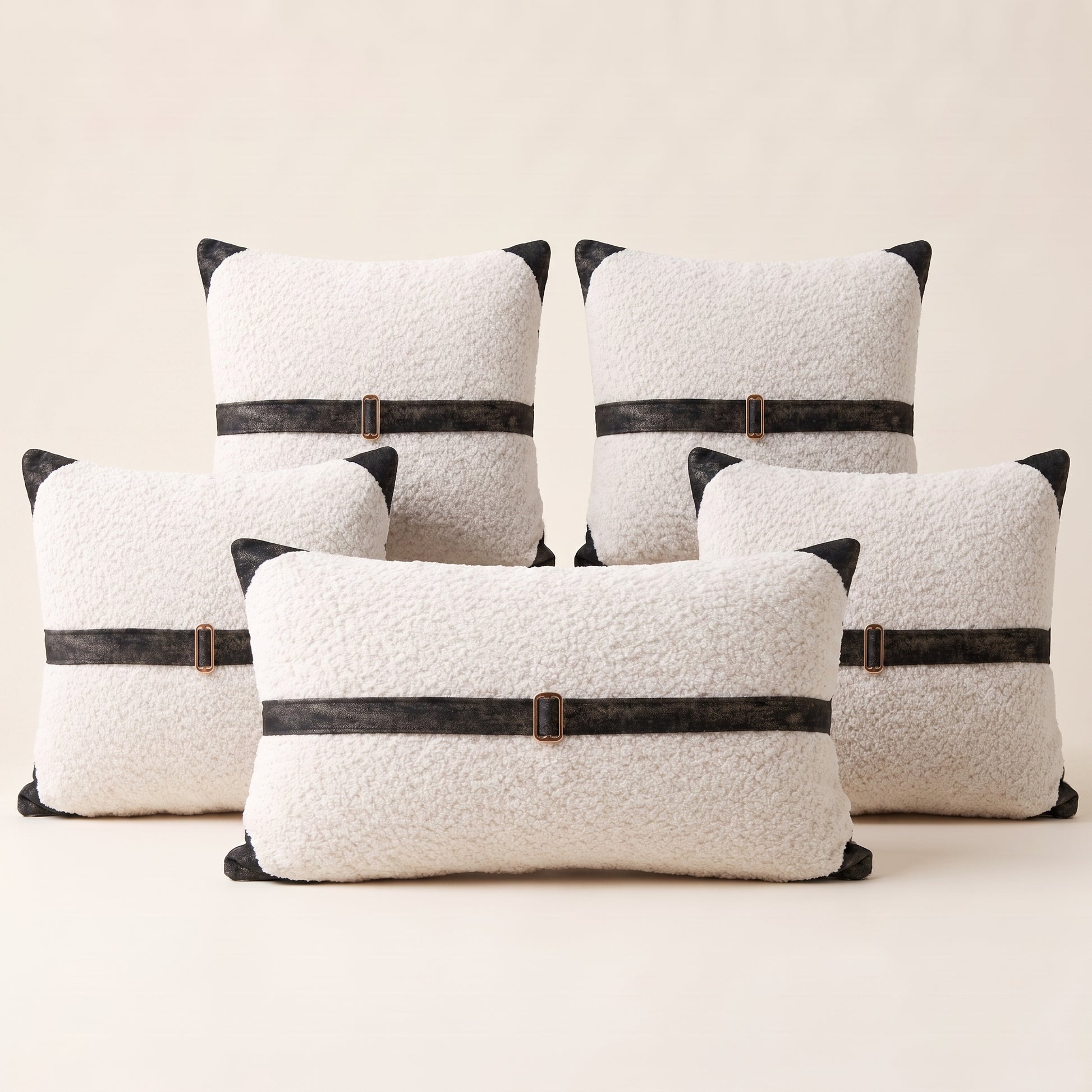 Dream Cloud complete five-piece ivory and black cushion cover set