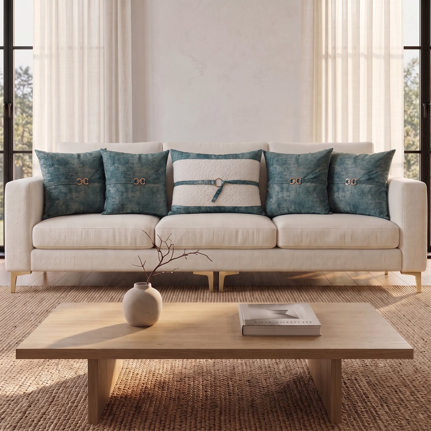 Casa Marina cushion cover set styled in an elegant living room