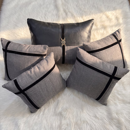 Charcoal Chic complete five-piece charcoal cushion cover set
