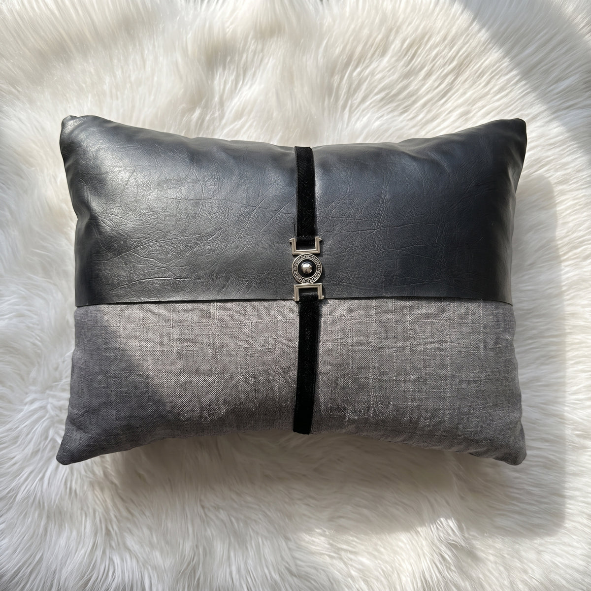 Charcoal Chic rectangular lumbar cushion cover

