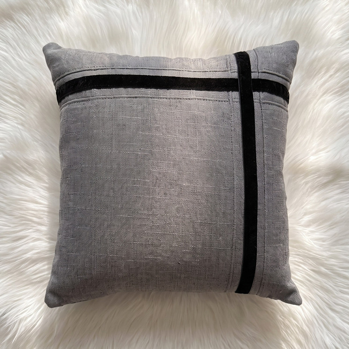 Charcoal Chic square cushion cover with refined textured detailing
