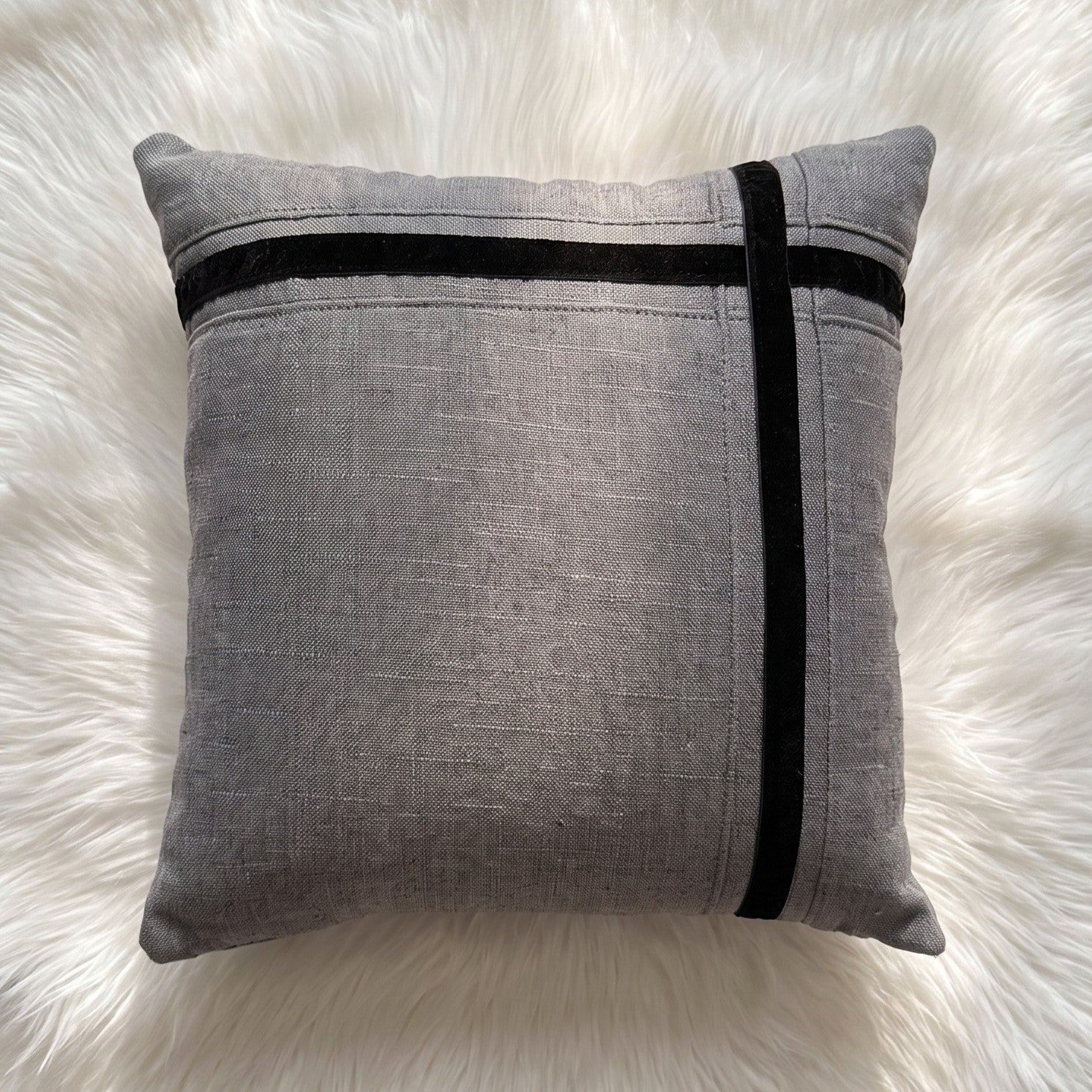Charcoal Chic square cushion cover with refined textured detailing
