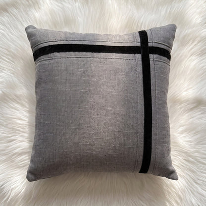 Charcoal Chic square cushion cover with refined textured detailing
