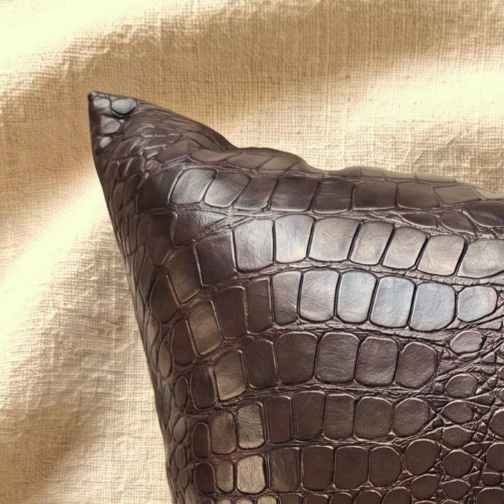 Close-up of Croc Espresso croc-embossed faux leather texture