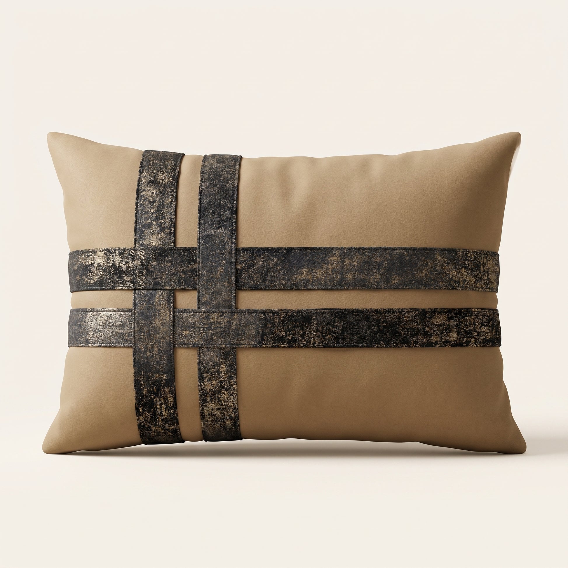 Monaco Bronze rectangular lumbar cushion cover with decorative bands
