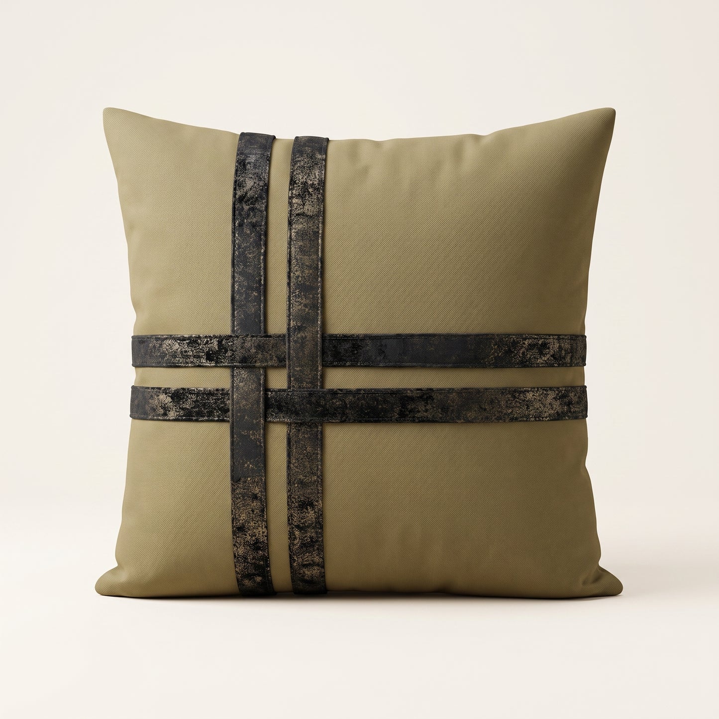 Monaco Bronze square cushion cover with deep textured band detailing