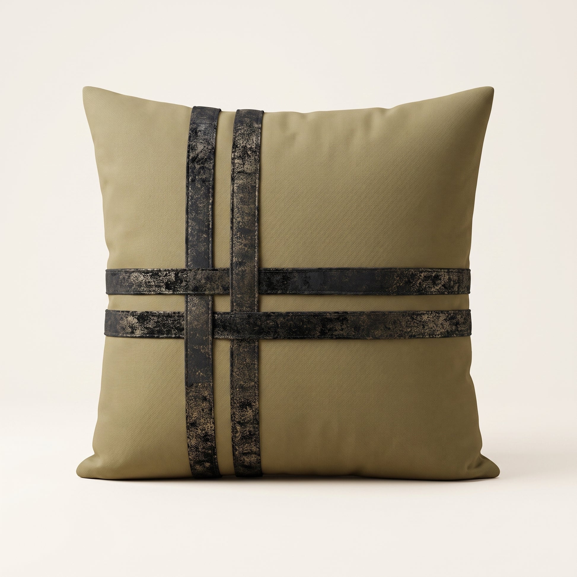 Monaco Bronze square cushion cover with deep textured band detailing