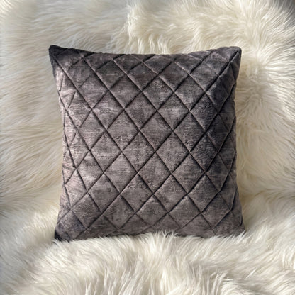 Graphite Mirage square pillow cover with dimensional diamond-quilted graphite texture
