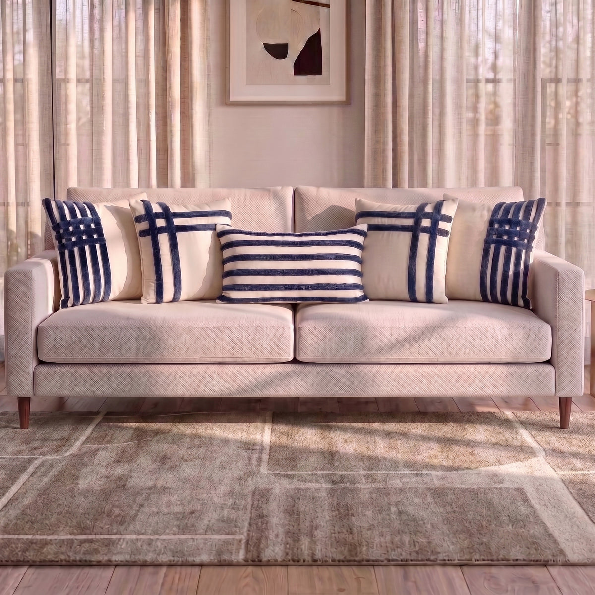 Nautica Luxe cushion cover set styled in a modern living room