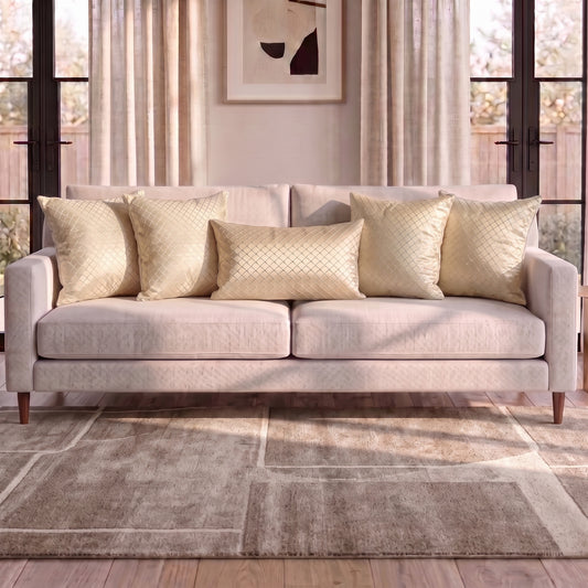 Geometric Sequence cushion cover set styled in a modern living room
