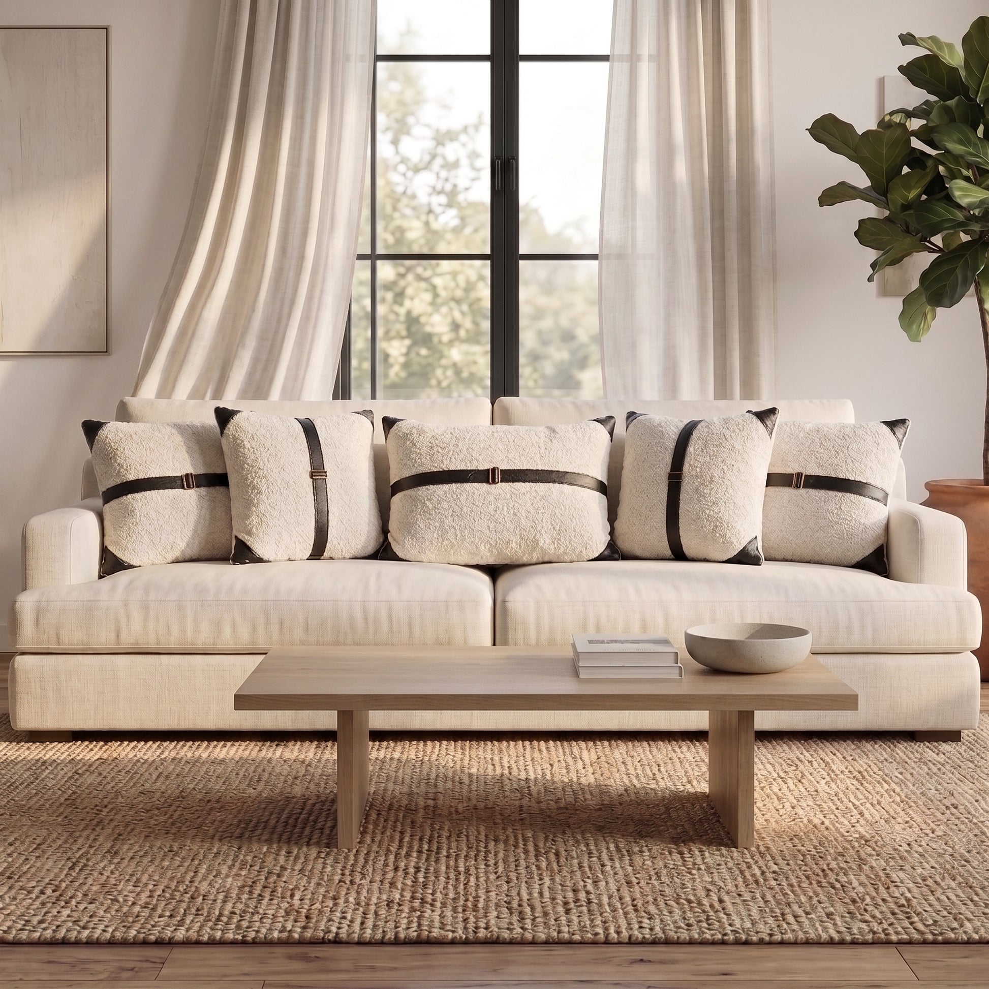 Dream Cloud cushion cover set styled on a neutral sofa