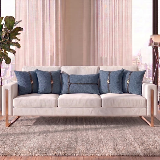 Signature Buckle cushion cover set styled in a refined living room