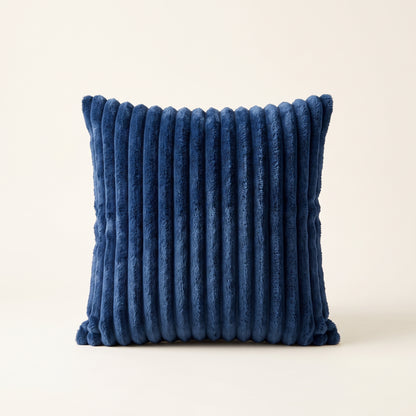 Plush Ribbed square cushion cover with soft ribbed texture
