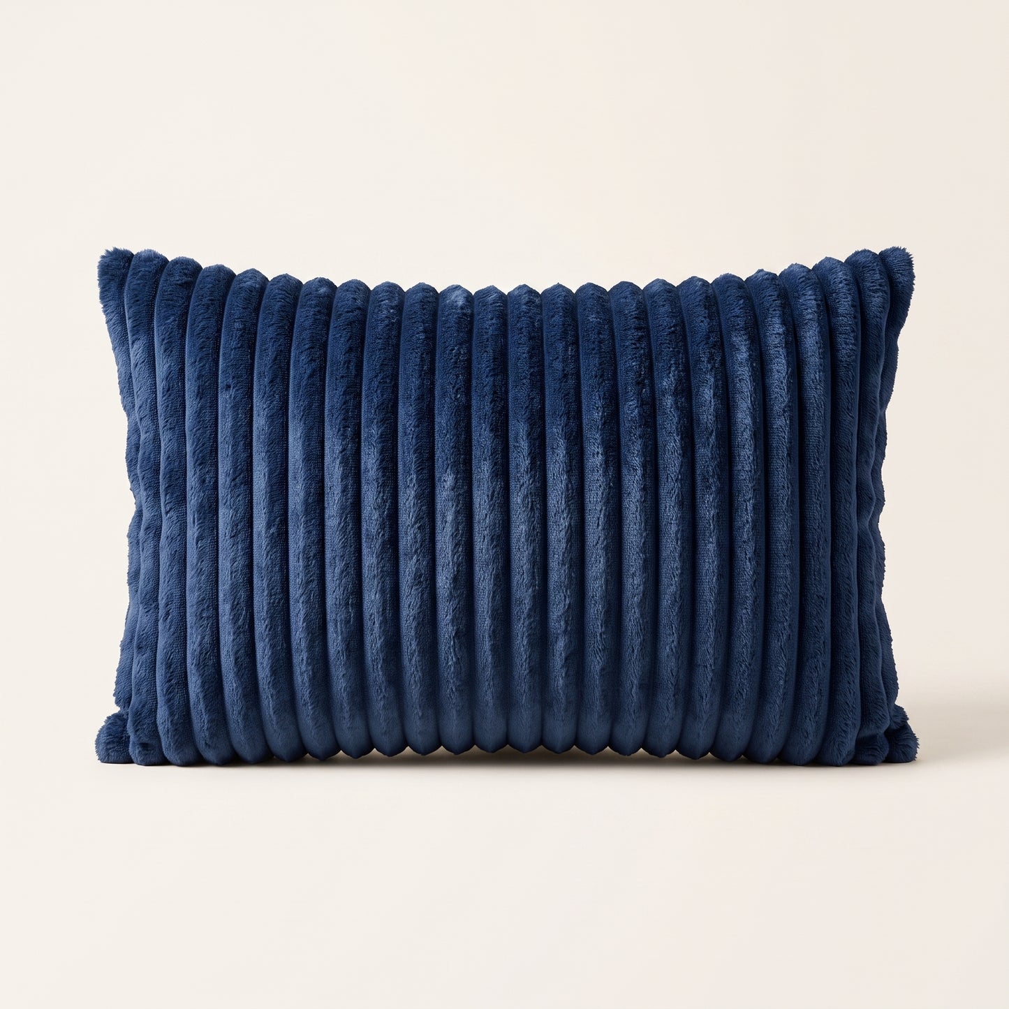 Plush Ribbed rectangular lumbar cushion cover
