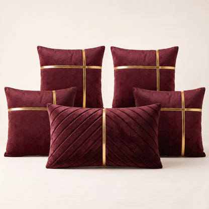 Velvet Majesty complete five-piece velvet cushion cover set