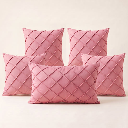 Diamond Royale complete five-piece pink cushion cover set
