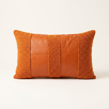 Rustic Amber rectangular lumbar cushion cover with brown detailing