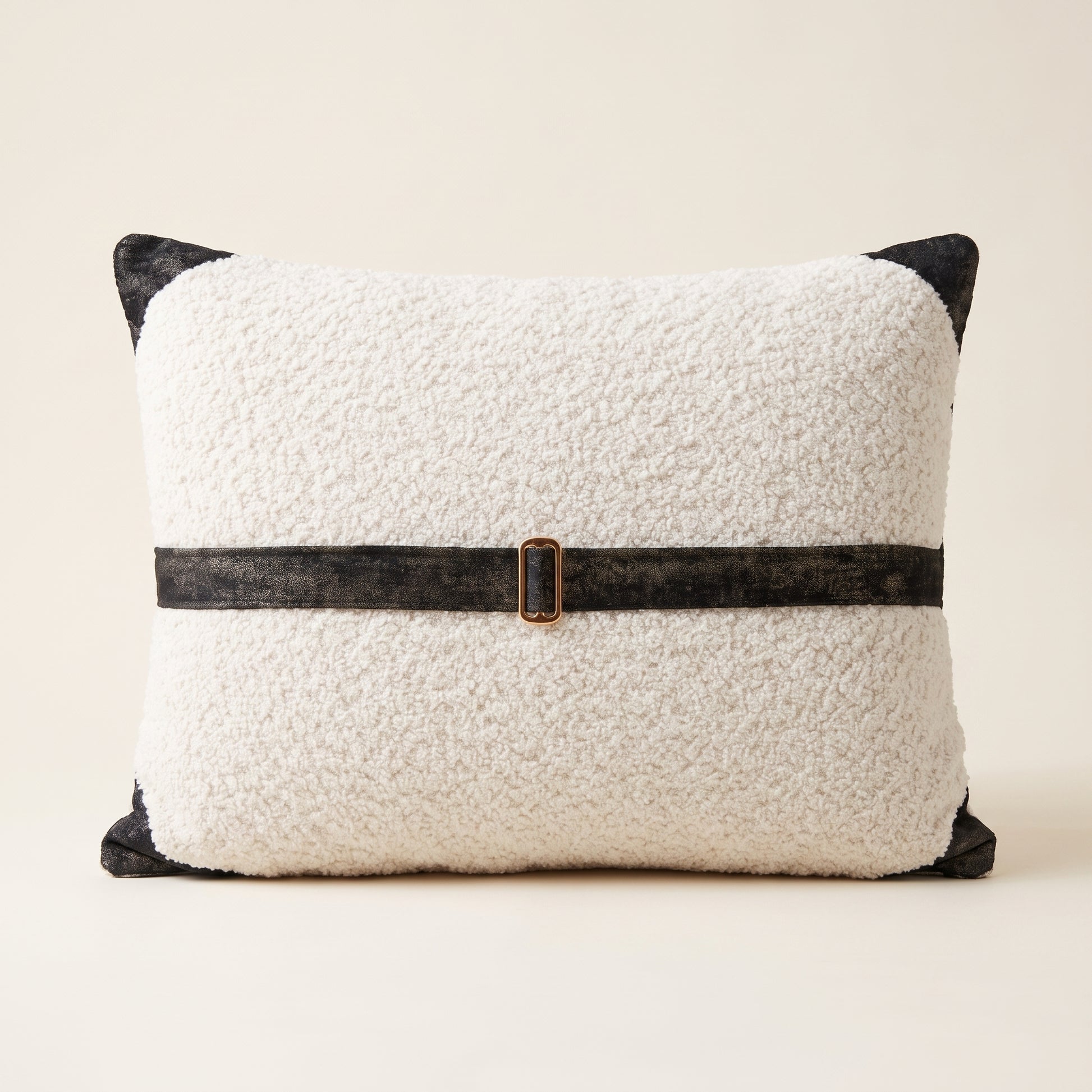Dream Cloud rectangular ivory lumbar cushion cover with black detailing