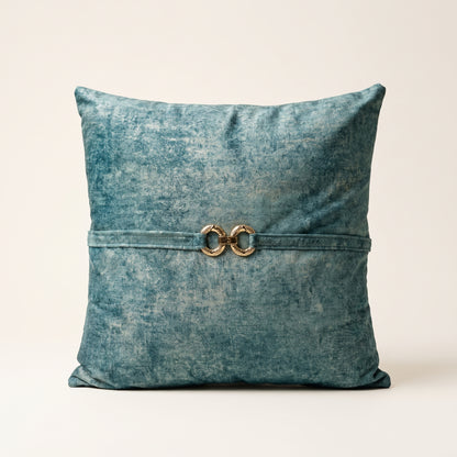 Casa Marina square blue cushion cover with decorative trim