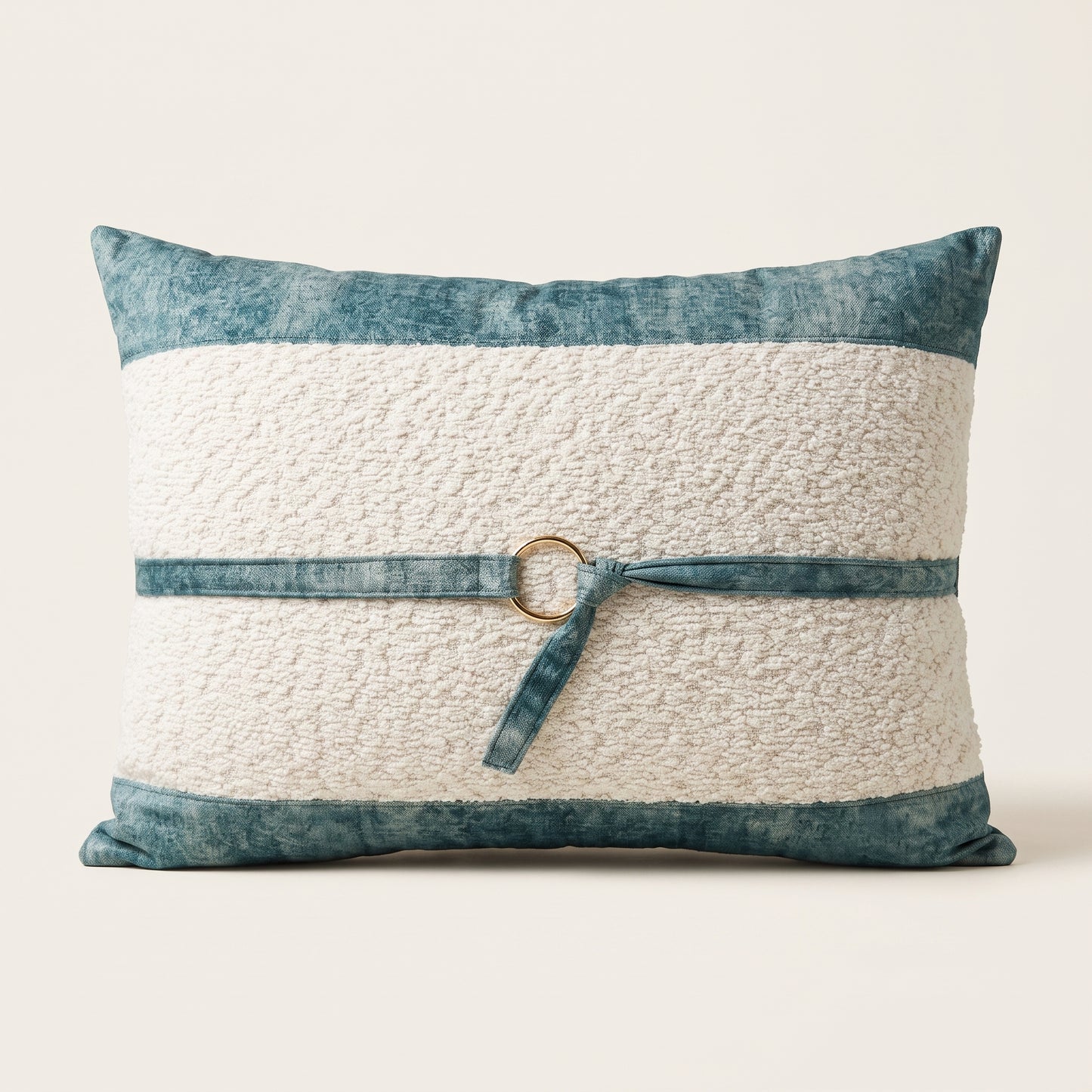 Casa Marina rectangular blue and ivory lumbar cushion cover