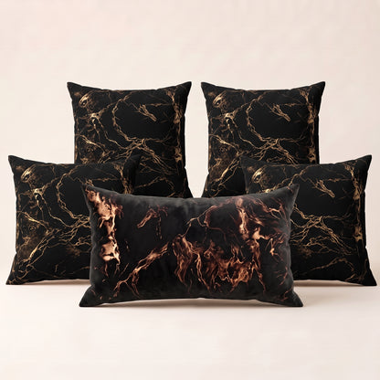 Golden Smoke complete five-piece gold and smoky neutral cushion cover set