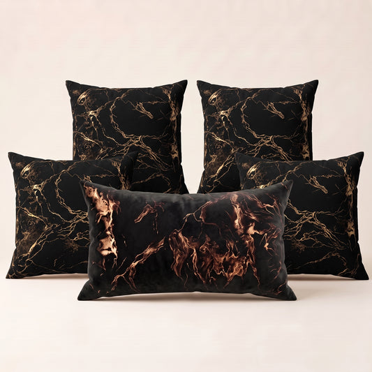 Golden Smoke complete five-piece gold and smoky neutral cushion cover set
