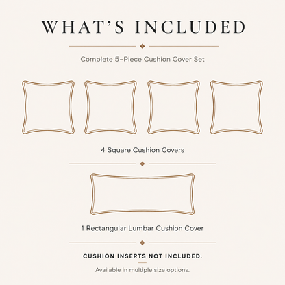 Contents of a Vaymere Homes five-piece cushion cover set